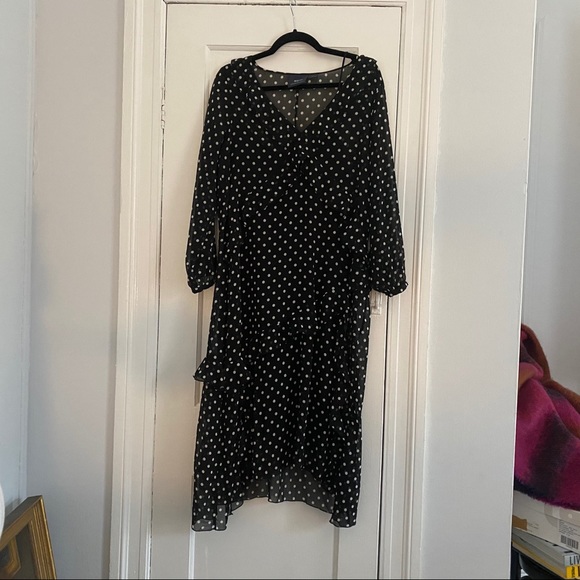 Anthropologie Blk/Wht Polka-Dot Dress Size M - Picture 1 of 7